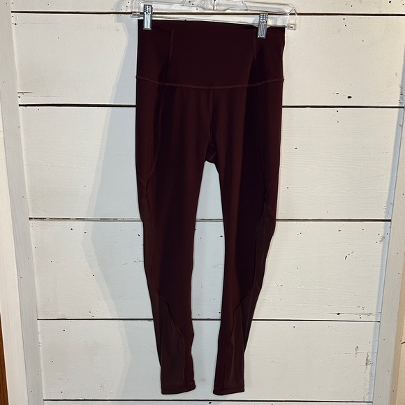 lululemon athletica Pants - Lululemon Wunder Under High Rise Tight Leggings Chiffon Mesh Cassis